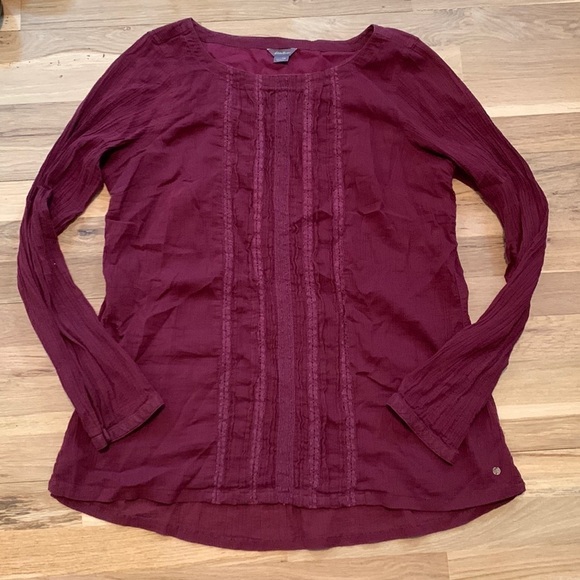Eddie Bauer 100% Cotton Long Sleeve Crewneck Blouse Maroon Women’s TXL - Picture 1 of 12